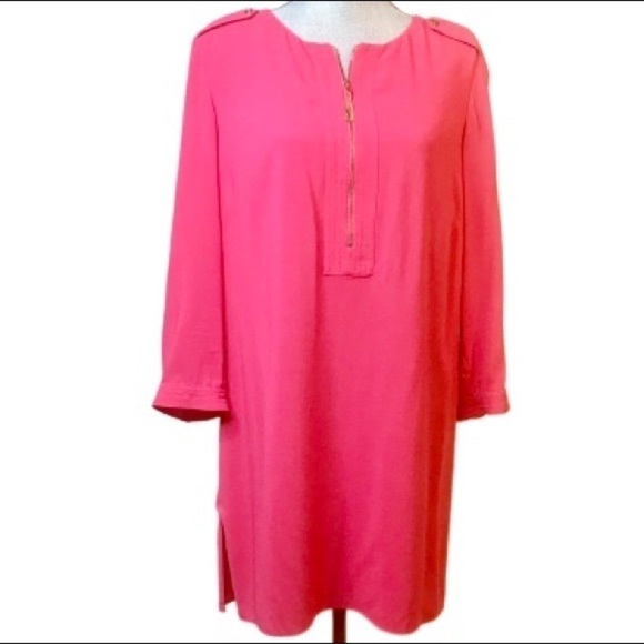 ETCETERA Pink w/Gold Tassel Zip Shift Dress Size 8